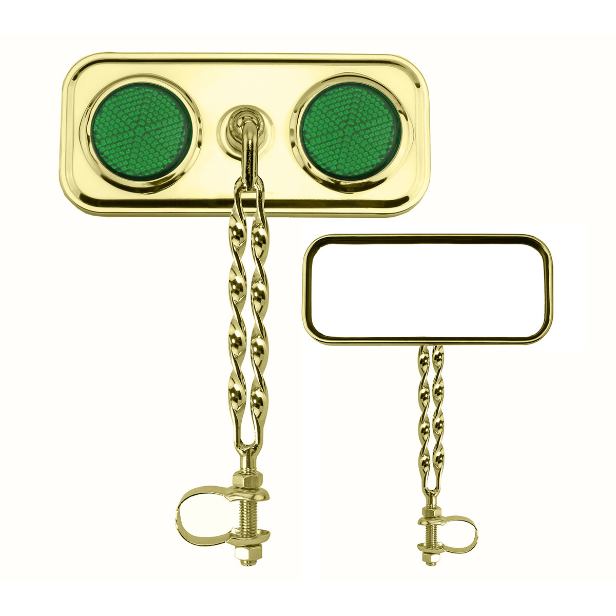 Rectangle Double Flat Twisted Mirror Gold Green Reflectors.